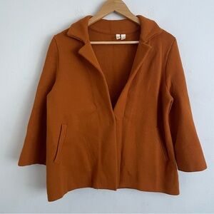Anthropologie Moth Carey Cardigan Blazer Jacket Rust Orange 3/4 Sleeve Fall Sm